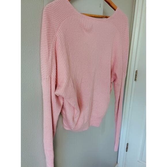 Leith Rib Wrap Sweater pink ballet Core coquette girl romantical pilates casual - Picture 8 of 12